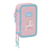 Safta Glowlab Kids Plumier de 3 Pisos - 37 Piezas - 1.3L - Goma - Lapiz - Boligrafos - Sacapuntas - Reglas - 16 Colores - 14 Rotuladores - 125x55x195mm - Color Rosa