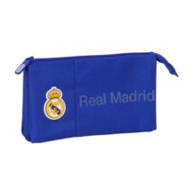 Safta Real Madrid Portatodo - 3 Compartimentos con Cremalleras - Bolsillo Interior - 0.6L - 220x30x120mm - Color Azul