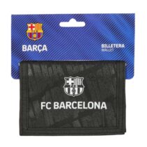 Safta F.C.Barcelona Billetera - Cabecera para Colgar - Cierre con Velcro - Compartimentos Internos - Bolsillo con Cremallera - 125x10x95mm - Color Negro