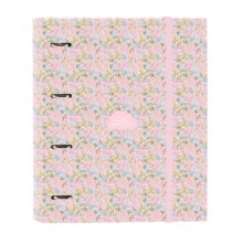 Safta VMB Carpeta con 4 Anillas 35mm - Tapas Duras Forradas - Recambio 100 Hojas - Cuadriculas 5x5mm - Cierre Elastico - Separadores Internos - 270x35x320mm - Color Rosa
