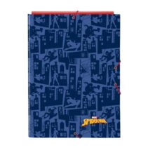 Safta Spider-Man Carpeta con 3 Solapas - Tapas Duras Forradas - Formato Folio - Cierre con Gomas - 260x25x335mm - Color Azul Marino