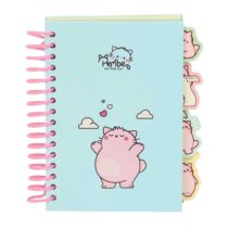 Safta Pembe The Pink Cat Bloc de Notas A6 - Tapas Duras - 80 Hojas - Gramaje 80g/m2 - Incluye 4 Separadores - 105x148mm - Color Azul Claro