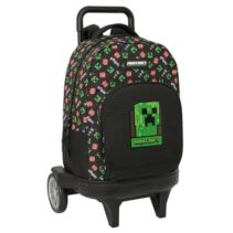 Safta Minecraft Mochila con Carro - Extraible - Bolsillo Frontal - Ruedas Antivibracion - Asa Acolchada Superior - Carro de Polipropileno - Base Reforzada - 33L - 330x220x450mm - Color Negro