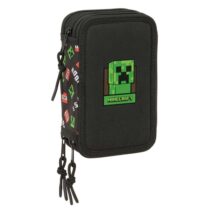 Safta Minecraft Plumier de 3 Pisos - 37 Piezas - 1.3L - Goma - Lapiz - Boligrafos - Sacapuntas - Reglas - 16 Colores - 14 Rotuladores - 125x55x195mm - Color Negro