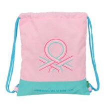Safta Benetton Dolce Saco Plano - Bolsillo Interior con Cremallera - Cierre con Cordones - 5L - 350x10x400mm - Color Rosa Pastel