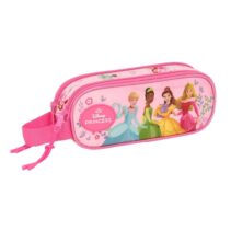 Safta Princesas Disney Portatodo - 2 Compartimentos con Cremalleras - Asa Lateral - 1L - 210x60x80mm - Color Rosa