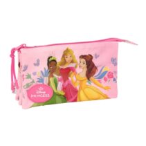 Safta Princesas Disney Portatodo - 3 Compartimentos con Cremalleras - Bolsillo Interior - 0.60L - 220x30x120mm - Color Rosa