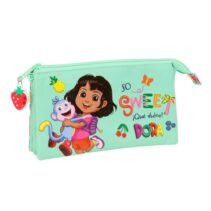 Safta Dora Portatodo - 3 Compartimentos con Cremalleras - Bolsillo Interior - 0.6L - 220x30x120mm - Color Menta