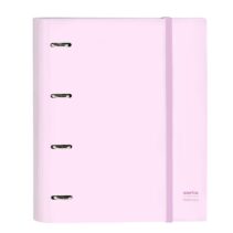 Safta Carpeta con 4 Anillas 35mm - Tapas Duras Forradas - Recambio 100 Hojas - Cuadriculas 5x5mm - Cierre Elastico - Separadores Internos - 270x35x320mm - Color Rosa