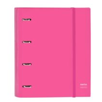 Safta Carpeta con 4 Anillas 35mm - Tapas Duras Forradas - Recambio 100 Hojas - Cuadriculas 5x5mm - Cierre Elastico - Separadores Internos - 270x35x320mm - Color Rosa