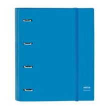 Safta Carpeta con 4 Anillas 35mm - Tapas Duras Forradas - Recambio 100 Hojas - Cierre Elastico - Incluye Separadores - Gramaje de 80g/m2 - 270x35x320mm - Color Azul