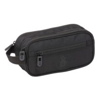 Safta Real Madrid Premium Neceser Compacto de 2L - 2 Compartimentos con Cremallera - Asa Lateral - Bolsillo Frontal - 210x100x80mm - Color Negro