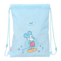 Safta Mickey Mouse Baby Saco Plano - Bolsillo con Cremallera - Cierre con Cordones - 3L - Materiales de Alta Calidad - Facil de Transportar - 260x10x340mm - Color Azul Claro