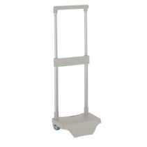Safta Carro Portamochilas - Sujecion Universal - Material Resistente (Polipropileno) - Estructura de Acero Pintado - Ruedas de PVC Duraderas - 26x10x34cm - Color Gris