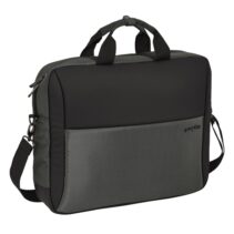 Safta Business Maletin para Portatil hasta 15.6" - Conector USB - Bolsillo Trasero Oculto - Bandolera Ajustable - Asas Forradas - Cinta para Maletas - 410x90x330mm - Color Gris Oscuro