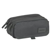 Safta Basic Portatodo - 3 Compartimentos con Cremalleras - Bolsillo Frontal - Cinta Adaptable - 1.72L - 215x80x100mm - Color Gris