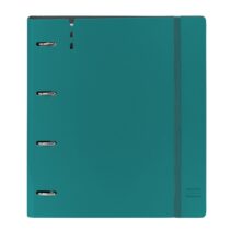 Safta Carpeta con 4 Anillas 35mm - Resistente - Recambio 100 Hojas - Cuadriculas 5x5mm - Cierre Elastico - Ranura para Boligrafo - Solapa Interior - 270x40x320mm - Color Verde