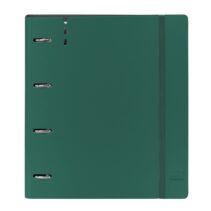 Safta Carpeta con 4 Anillas 35mm - Tapas de PP Foam - Recambio 100 Hojas - Cierre Elastico - Ranura para Boligrafo - Solapa Interior - Separadores Internos - 270x40x320mm - Color Verde Oscuro