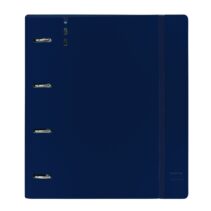 Safta Carpeta con 4 Anillas 35mm - Tapa de Plastico - Recambio 100 Hojas - Cierre Elastico - Ranura para Boligrafo - Separadores Internos - 270x40x320mm - Color Azul Marino