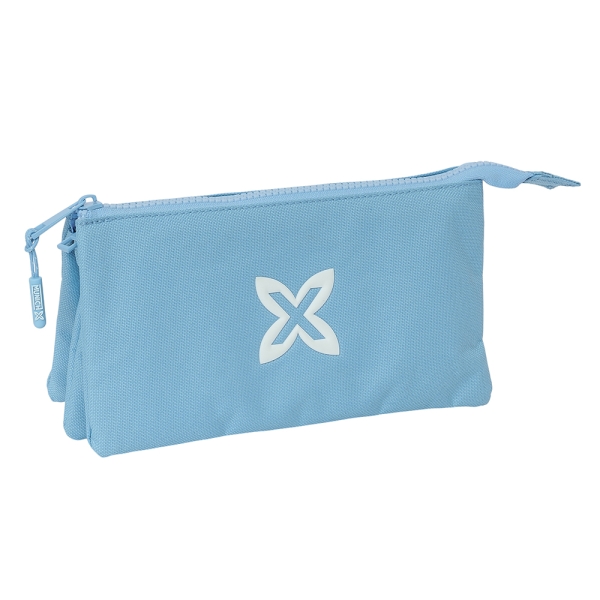 Safta Munich Basicos Portatodo - 3 Compartimentos con Cremalleras - Bolsillo Interior - 0.6L - 220x30x120mm - Color Azul Claro