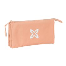 Safta Munich Basicos Peach Portatodo - 3 Compartimentos con Cremalleras - Bolsillo Interior - 0.6L - 220x30x120mm - Color Naranja