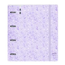 Safta Carpeta con 4 Anillas 35mm - Tapa de Plastico - Recambio 100 Hojas - Cierre Elastico - Ranura para Boligrafo - Solapa Interior - 270x40x320mm - Color Morado