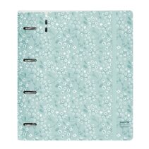 Safta Carpeta con 4 Anillas 35mm - Tapa de Plastico - Recambio 100 Hojas - Cierre Elastico - Ranura para Boligrafo - Separadores Internos - 270x40x320mm - Color Menta