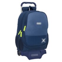 Safta Munich Blue Indigo Mochila con Carro - 2 Compartimentos - Portabotellas - Tirador Doble - Hombreras Ergonomicas - Mochila Extraible - Ruedas de Goma - 320x160x440mm - Color Azul Marino