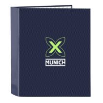 Safta Munich Blue Indigo Carpeta con 4 Anillas 40mm - Tapas Duras Forradas - Formato Folio - 270x60x330mm - Color Azul Marino