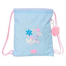 Safta Blackfit8 Smile Saco Plano - Bolsillo con Cremallera - Cierre con Cordones - 5L - Material Compacto - Uso Diario y Deportivo - 350x10x400mm - Color Azul Claro