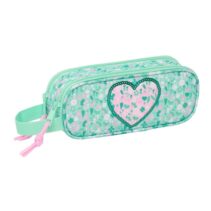 Safta Cuore Portatodo - 2 Compartimentos con Cremalleras - Asa Lateral - 1L - 210x60x80mm - Color Turquesa