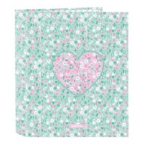 Safta Cuore Carpeta con 4 Anillas 40mm - Tapas Duras Forradas - Formato Folio - 270x60x330mm - Color Turquesa