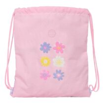 Safta Bouquet Saco Plano - Bolsillo Interior con Cremallera - Cierre con Cordones - 5L - 350x10x400mm - Color Rosa Pastel