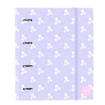Safta Bouquet Carpeta con 4 Anillas 35mm - Tapas Duras Forradas - Recambio 100 Hojas - Cierre Elastico - Incluye Separadores - Hojas de 80g/m2 - 270x35x320mm - Color Violeta