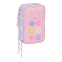 Safta Bouquet Plumier de 3 Pisos - 37 Piezas - 1.3L - Goma - Lapiz - Boligrafos - Sacapuntas - Reglas - 16 Colores - 14 Rotuladores - 125x55x195mm - Color Rosa Pastel