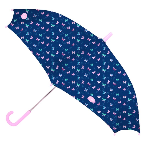 Safta Blackfit8 Mariposas Paraguas Automatico de 60cm - 8 Paneles - Asa Engomada - Punta de PVC - Poliester - Nervios de Acero de 10mm - Color Azul Marino