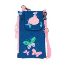 Safta Blackfit8 Mariposas Monedero Portamovil hasta 6.9" - Compartimento con Cremallera - Cordon Ajustable - 0.19L - 100x190mm - Color Azul Marino