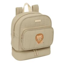 Safta Leon Mochila Guarderia - Isotermica - Tarjeta de Identificacion - Asa Superior - Compatible con Carro - 7.25L - 220x100x270mm - Color Arena