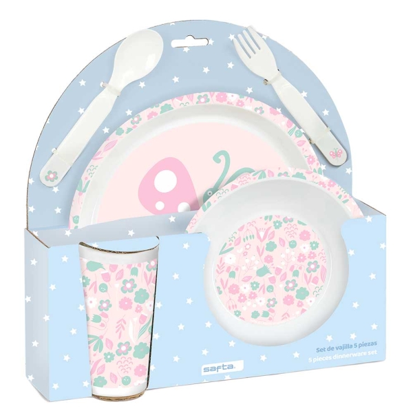 Safta Mariposa Set de Menaje Infantil - PVC sin BPA - 260x90x260mm - Color Azul