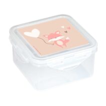 Safta Flores Fiambrera de 1.27L - PVC sin BPA - Cierre Hermetico a Presion - 130x130x75mm - Color Transparente
