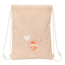 Safta Flores Saco Plano - Bolsillo con Cremallera - Cierre con Cordones - 3L - 260x10x340mm - Color Melocoton