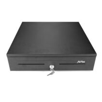 AVPos CASH-U285 Cajon Portamonedas 41cm Automatico - 5 Posiciones Billetes - 8 Posiciones Monedas - RJ11 - Acero de Alta Resistencia - Color Negro