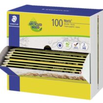 Staedtler Noris 120-2 Expositor con 100 Lapices de Grafito Hexagonal HB - Mina Ultrarresistente de 2mm - Madera de Bosques Sostenibles