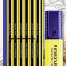 Staedtler Noris 120 Pack con 12 Lapices de Grafito Hexagonales HB + 1 Marcador Fluorescente Textsurfer Amarillo - Resistencia a la Rotura - Madera de Bosques Sostenibles