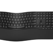 HP 685 Teclado Inalambrico Ergonomico Dual‑Mode - Bluetooth 5.3 + 2.4GHz - Reposamuñecas Acolchado - 23 Teclas Programables - 3 Posiciones de Inclinacion - Teclas Silenciosas de Bajo Perfil - Autonomia hasta 36 Meses - Color Negro