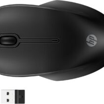 HP 255 Raton Inalambrico Dual Bluetooth/2.4GHz - Ambidiestro - Sensor Optico 1600 DPI Multi‑Superficie - Autonomia hasta 12 Meses - Laterales Antideslizantes y Clic Silencioso - USB‑A Dongle Incluido - Color Negro