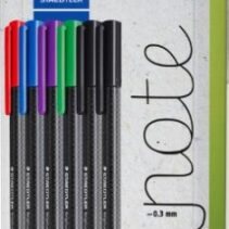 Staedtler Triplus Fineliner 334 Pack de 6 Rotuladores de Punta Fina - Trazo de 0.3mm aprox. - Tinta Antisecado a Base de Agua - Carcasa Fabricada en un 97% de Plastico Reciclado - Colores Surtidos