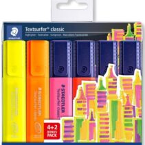Staedtler Textsurfer Classic 364 Pack de 6 Marcadores Fluorescentes - Secado Rapido - Trazo 1 - 5mm Aprox - Colores Surtidos