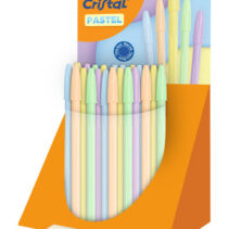 Bic Cristal Pastel Expositor con 40 Boligrafos de Bola - Cuerpo Opaco en Colores Pastel - Punta redonda de 1mm - Trazo 0.4mm - Tinta con Base de Aceite - Color de la Tinta Azul