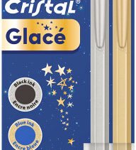 Bic Cristal Glace Pack con 2 Boligrafos de Bola - Cuerpo Opaco en Colores Metalizados Mate - Punta Redonda de 1mm - Trazo 0.4mm - Tinta con Base de Aceite - Color de la Tinta Azul y Negro